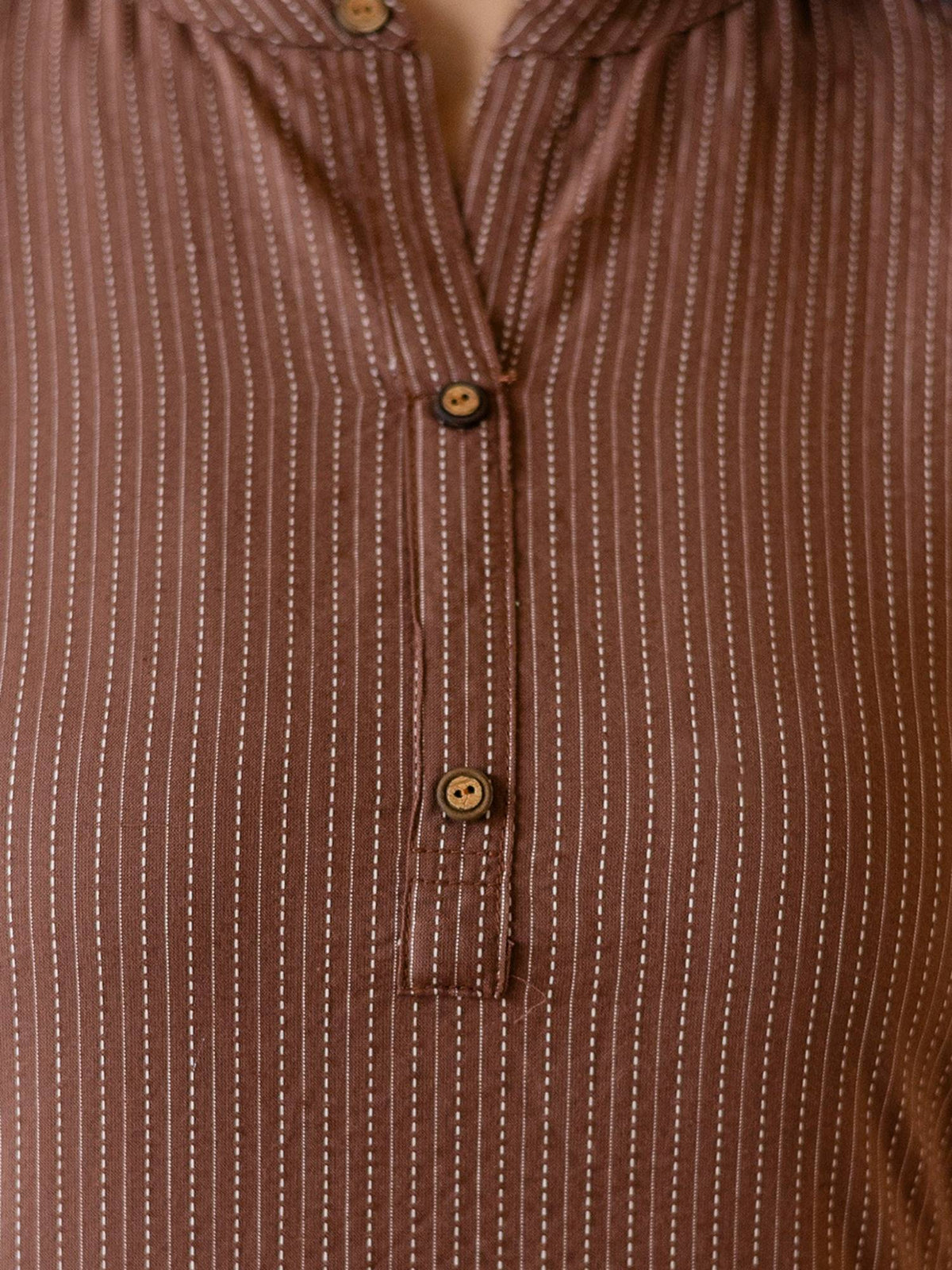 Brown Stripes Thread Work Kurta | FY93 - view 4