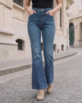 Shein Women Full Length Fly With Button Closure Stone Wash Jeans