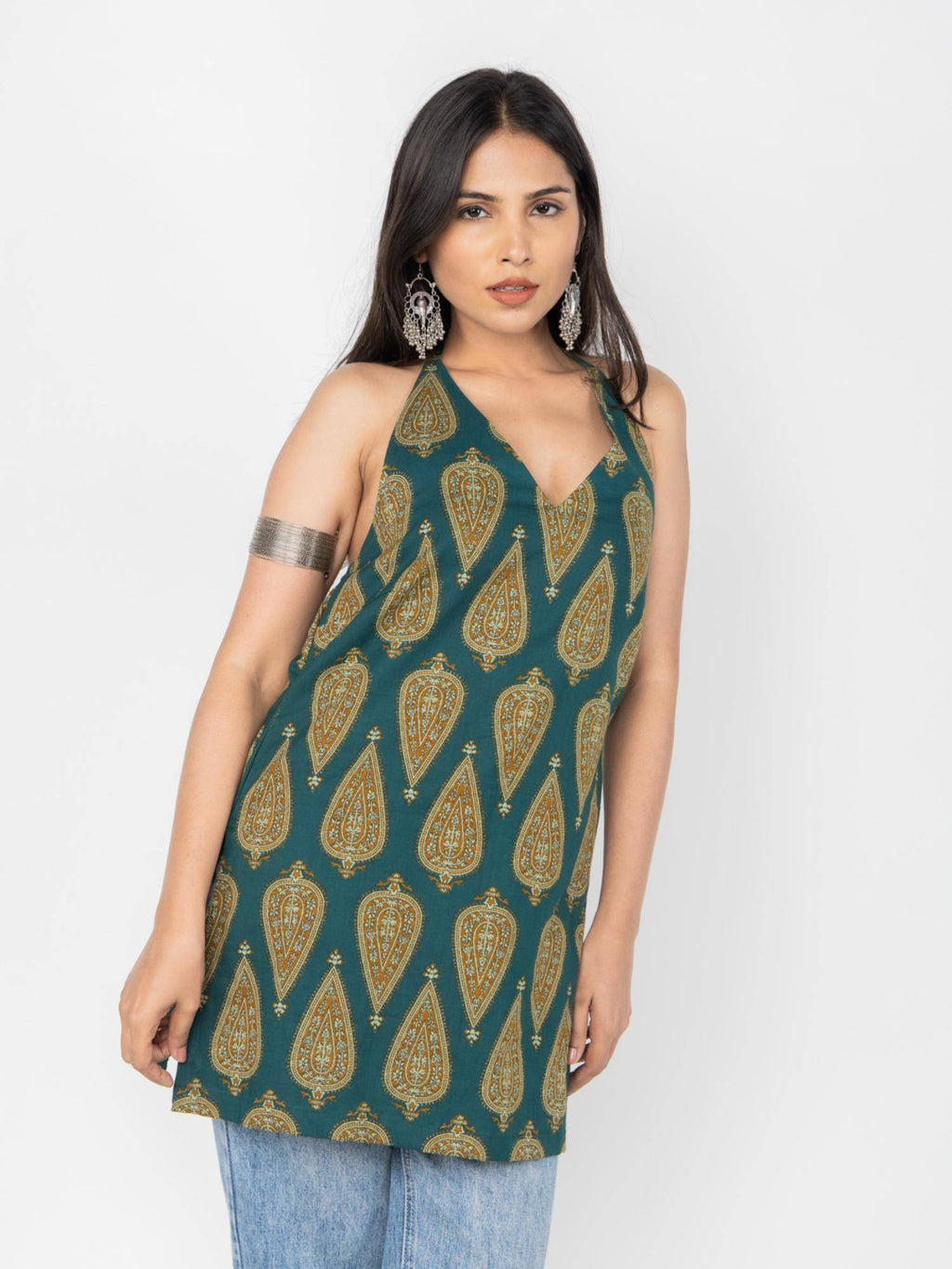 Green Paisley Halter Top | HT67 - view 1