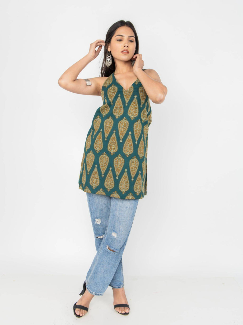 Green Paisley Halter Top | HT67 - view 2