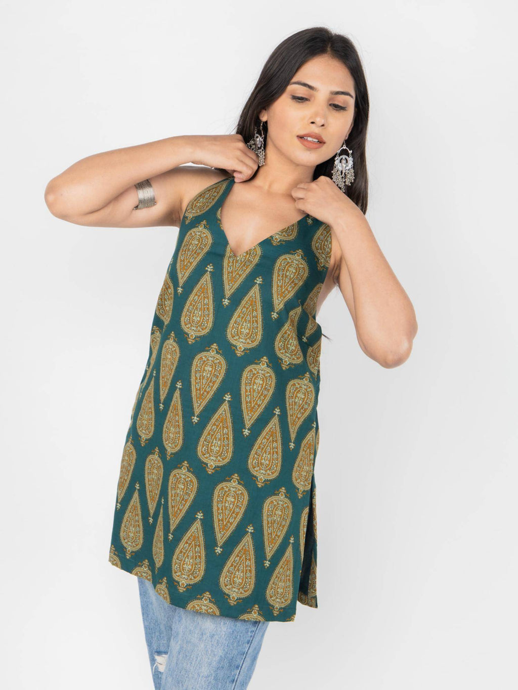 Green Paisley Halter Top | HT67 - view 6
