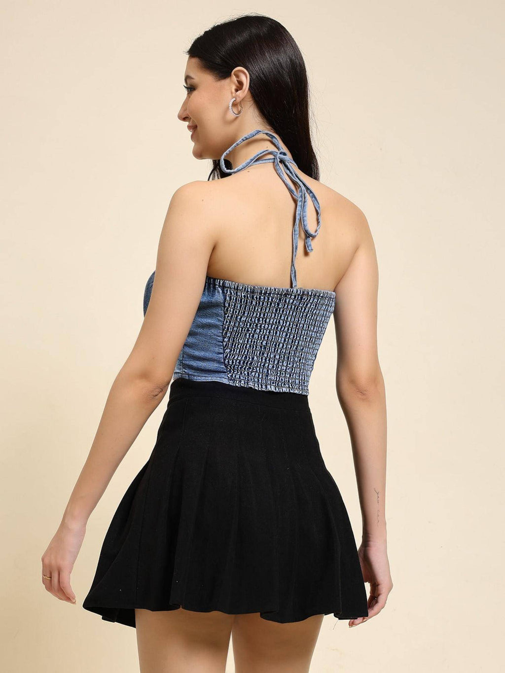 Blue Emily Denim Crop Top | CT61 - view 7