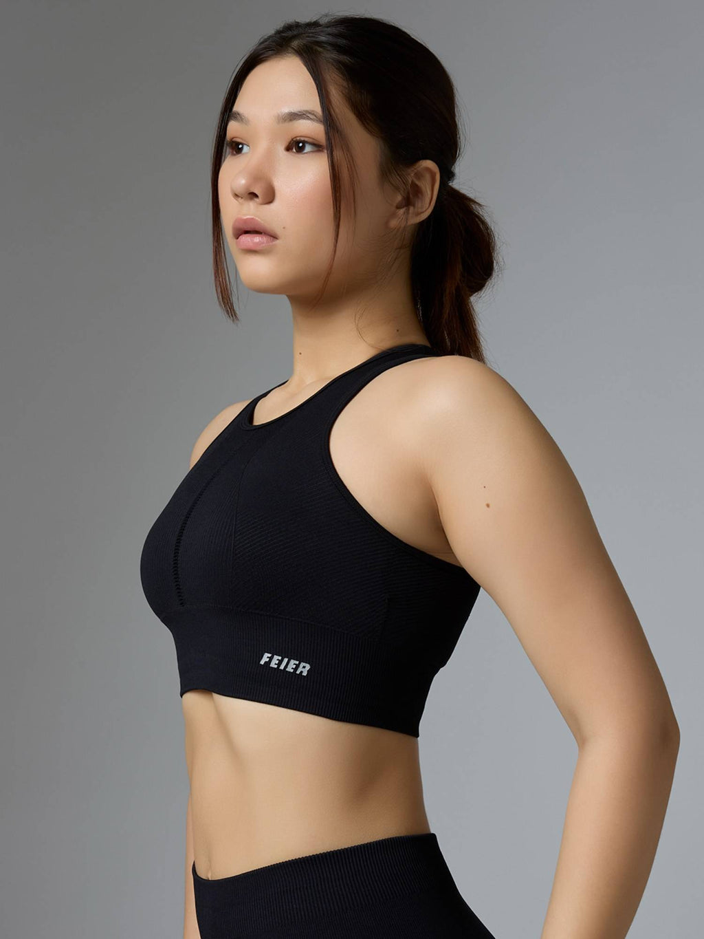 Black Nylon Sports Bra | sb09 - view 3