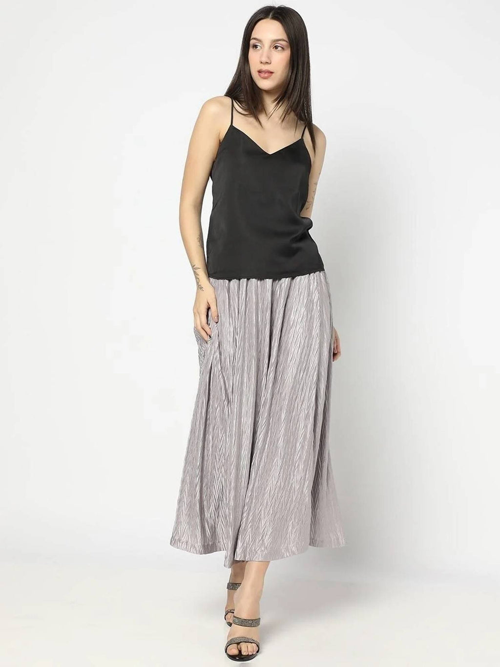 Women's Black V-Neck Shoulder-Straps Cami Top | TT98 - view 6
