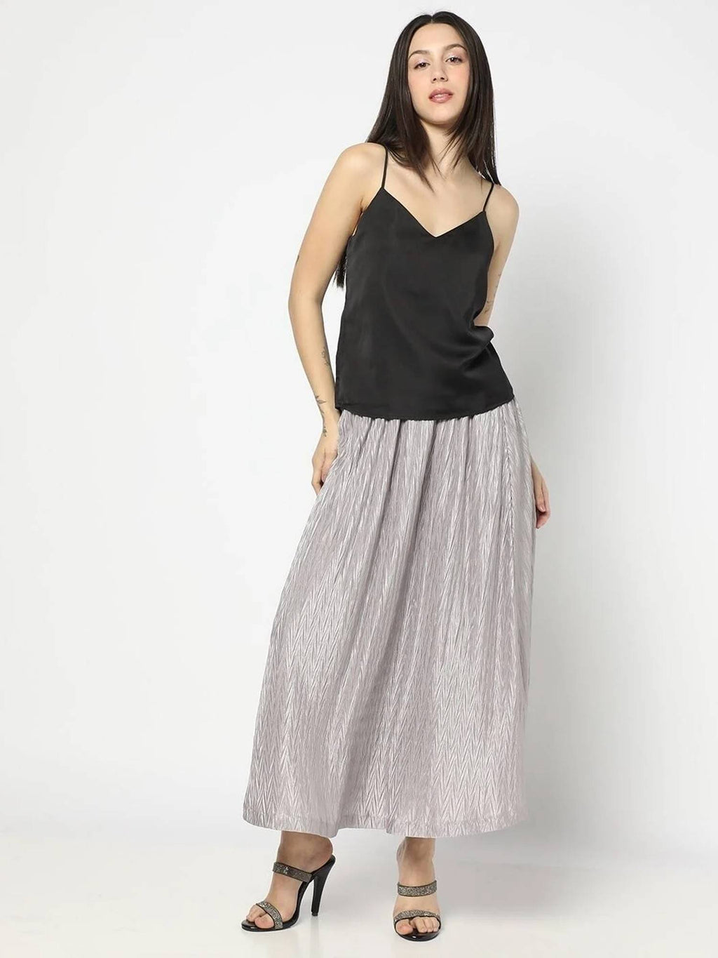 Women's Black V-Neck Shoulder-Straps Cami Top | TT98 - view 8
