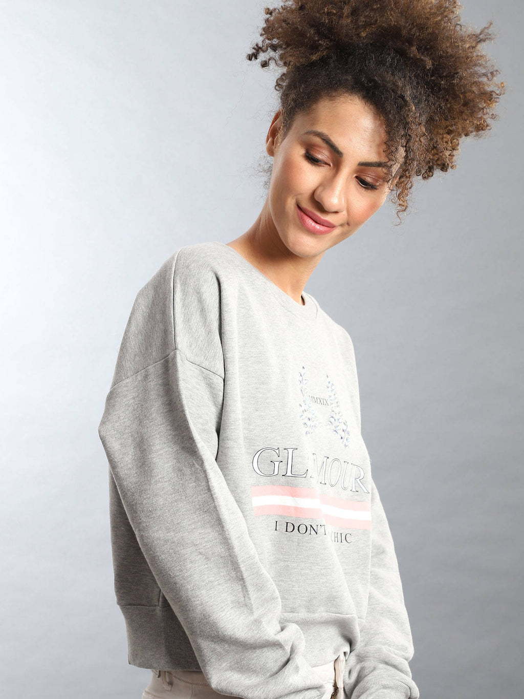 Grey Women Solid Stylish Casual Sweatshirts | SS90 - view 1