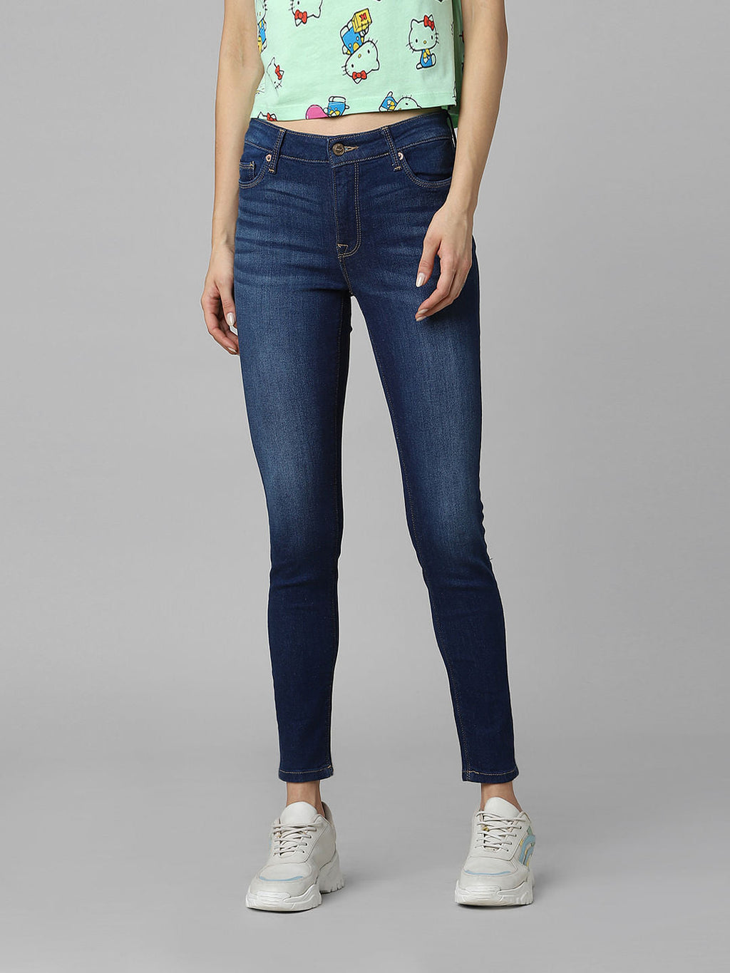 Blue Mid Rise Skinny Jeans