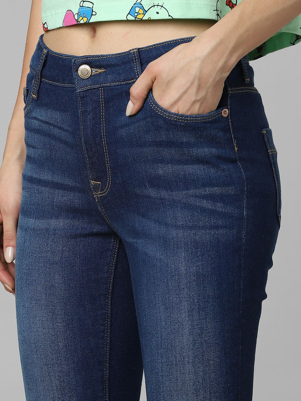 Blue Mid Rise Skinny Jeans
