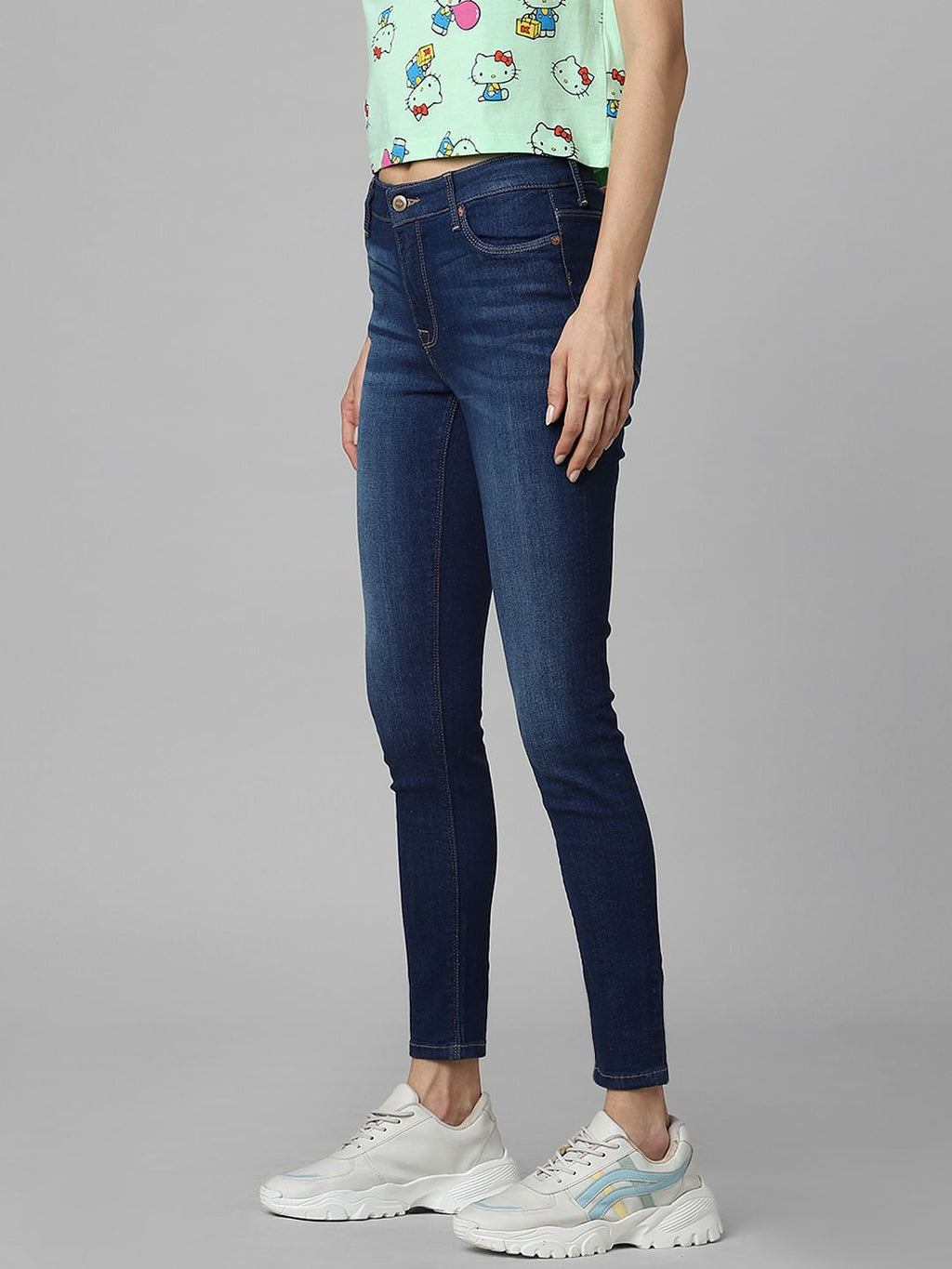 Blue Mid Rise Skinny Jeans