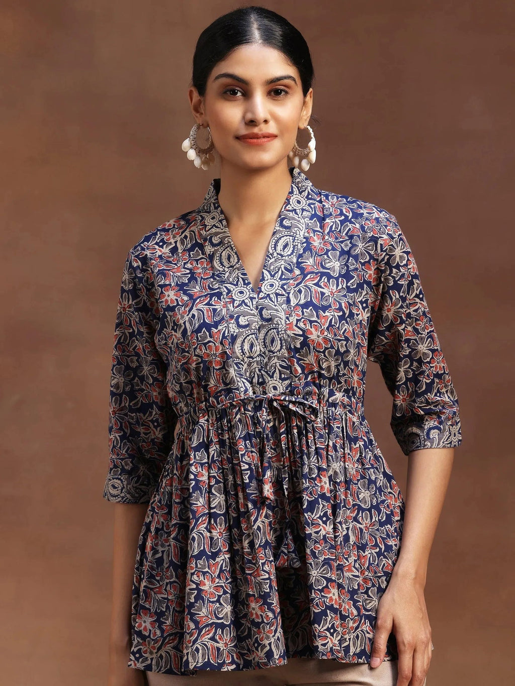 Libas Blue Printed Cotton A-Line Kurti P23