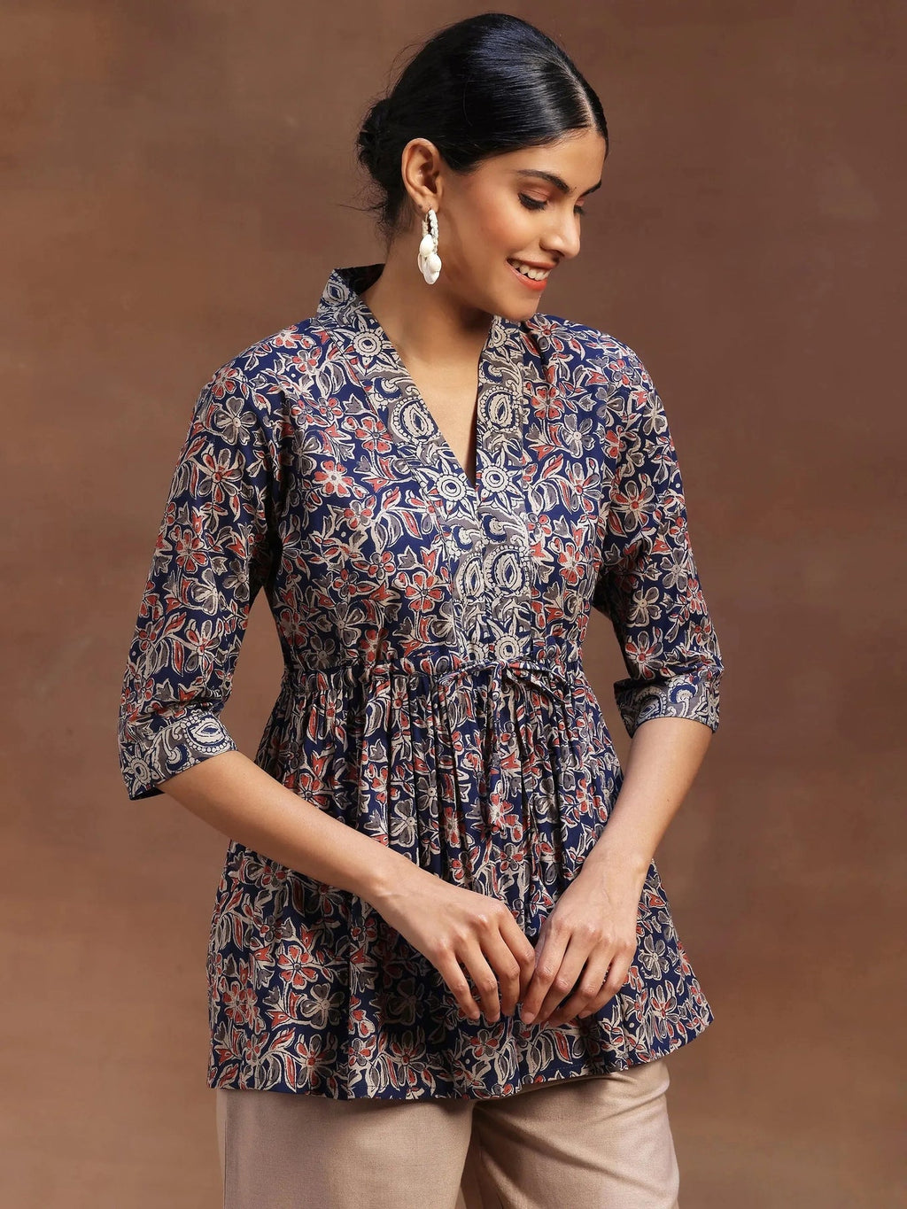Libas Blue Printed Cotton A-Line Kurti P23