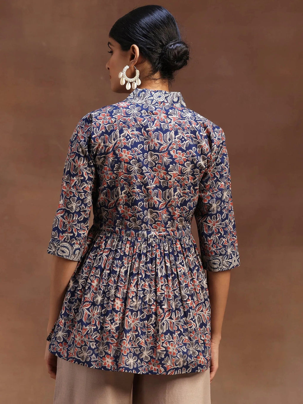Libas Blue Printed Cotton A-Line Kurti P23
