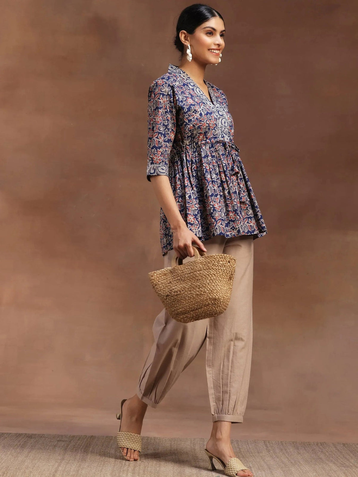 Libas Blue Printed Cotton A-Line Kurti P23