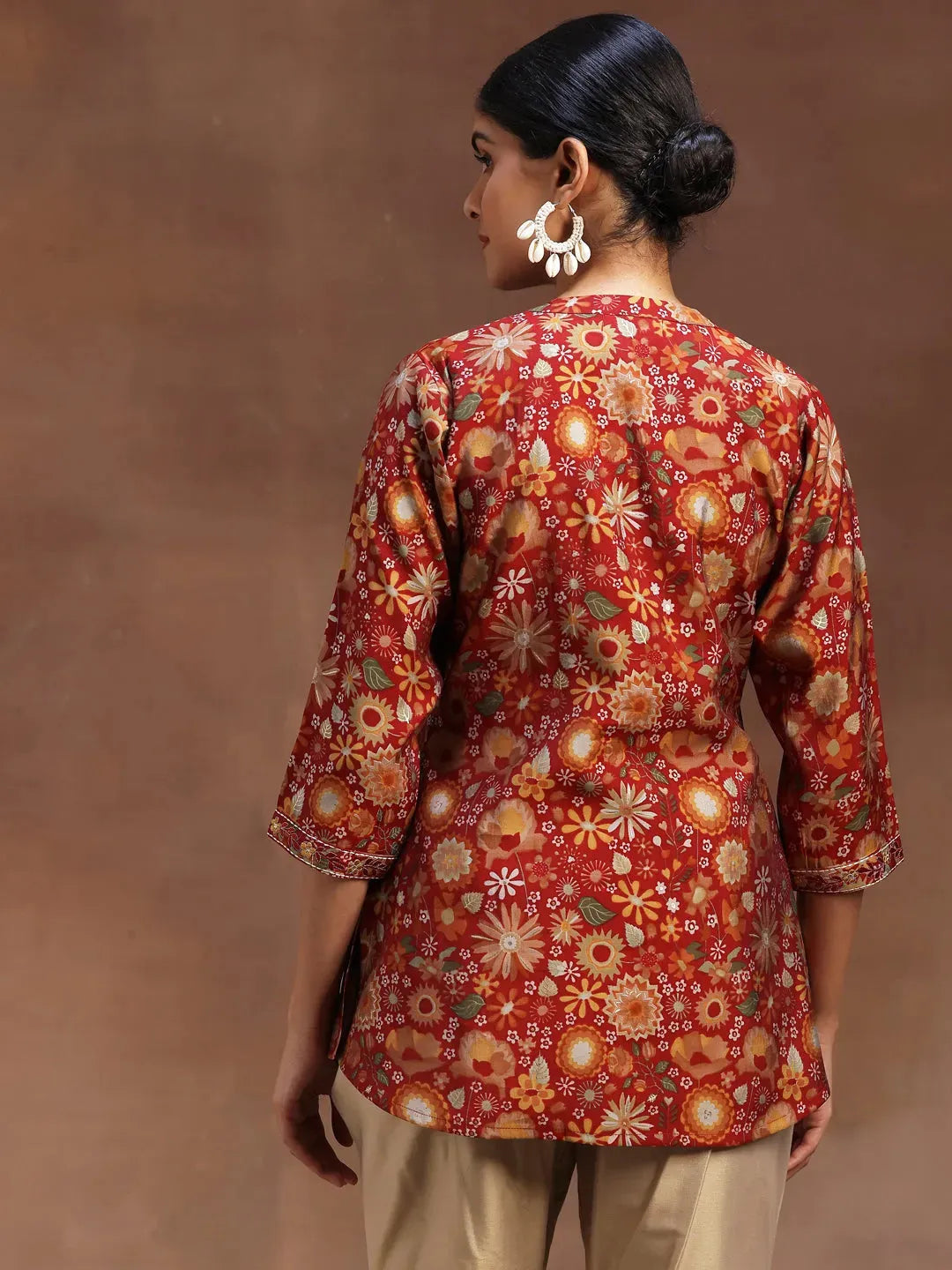 Gerua Red Printed A-Line Kurti P23