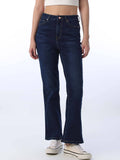 Womens Solid Flared Fit High-Rise Blue Jeans | ST23 - view 1