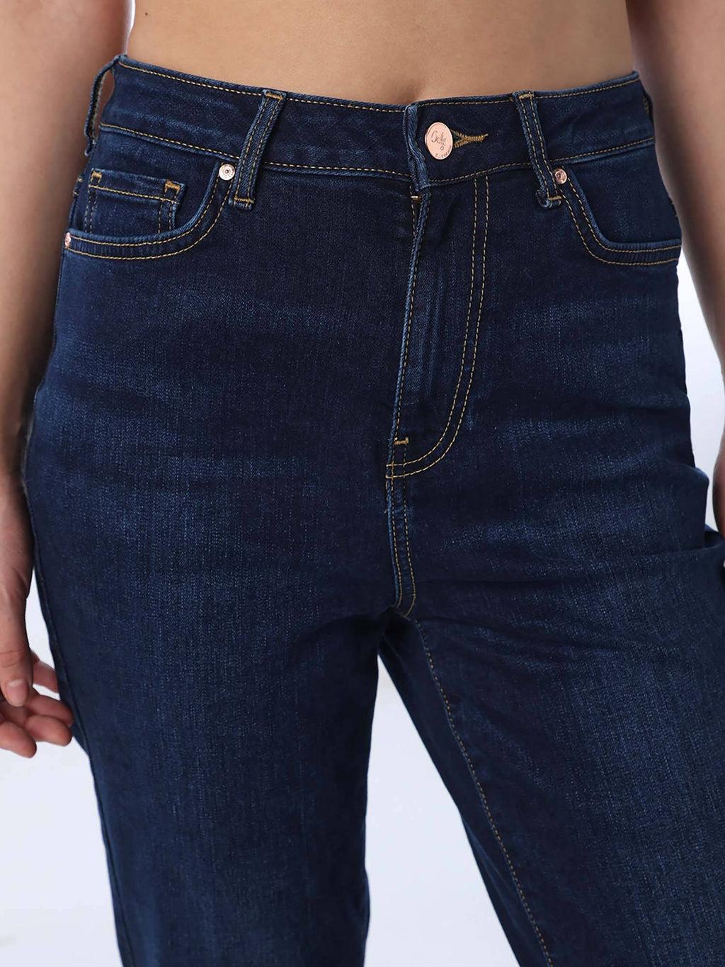 Womens Solid Flared Fit High-Rise Blue Jeans | ST23 - view 3
