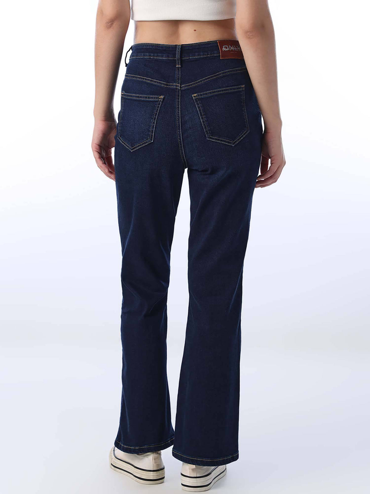 Womens Solid Flared Fit High-Rise Blue Jeans | ST23 - view 5