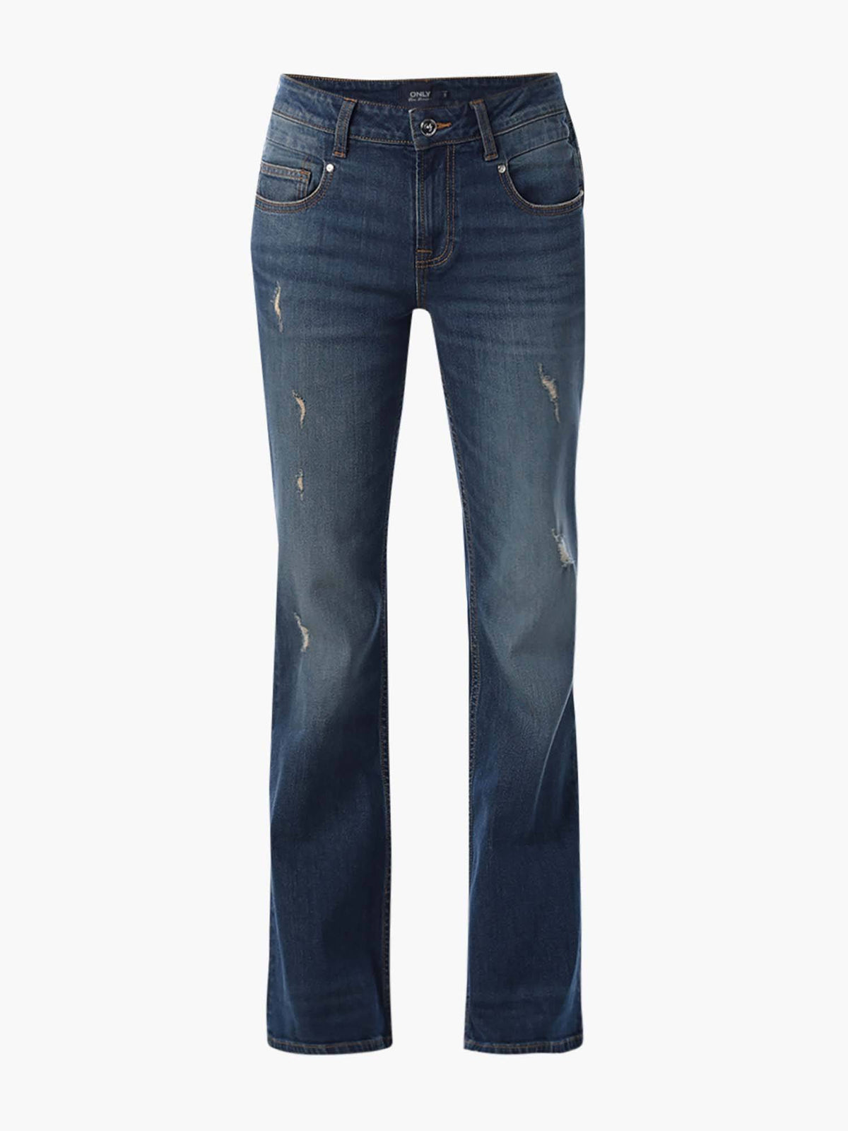 Womens Solid Flared Fit Mid-Rise Blue Jeans | BG78 - view 2