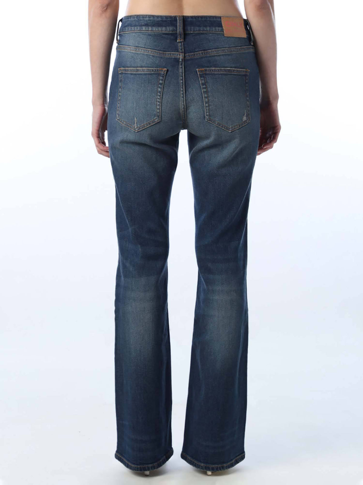 Womens Solid Flared Fit Mid-Rise Blue Jeans | BG78 - view 5