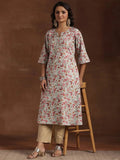 Gerua Green Printed Cotton Blend A-Line Kurta