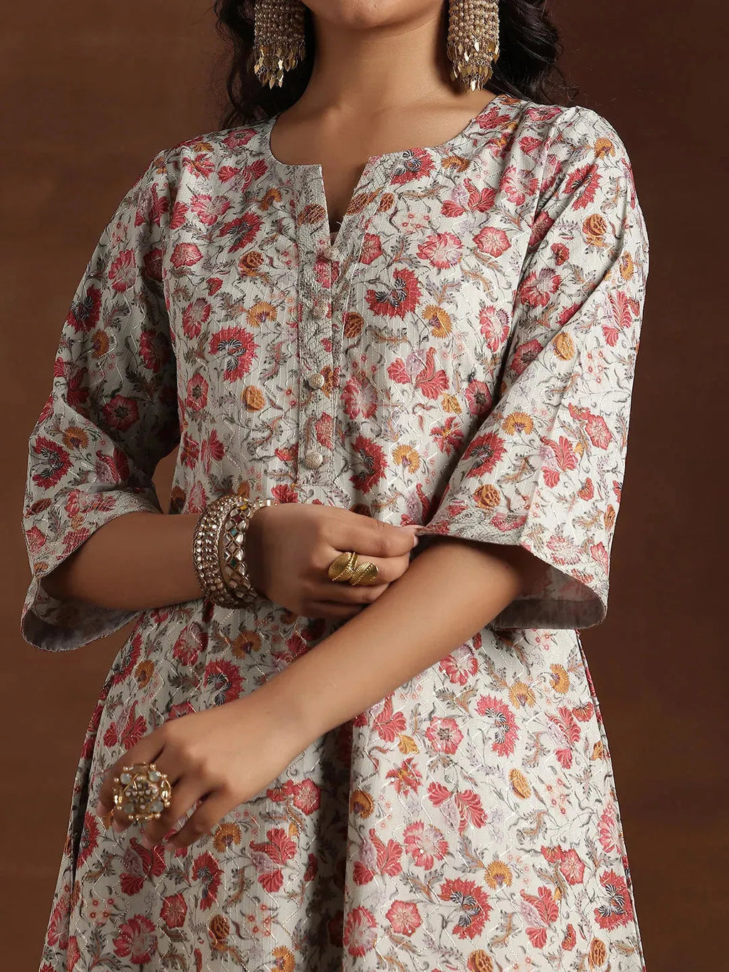 Gerua Green Printed Cotton Blend A-Line Kurta