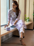 Libas Lavender Straight Printed Cotton Kurta