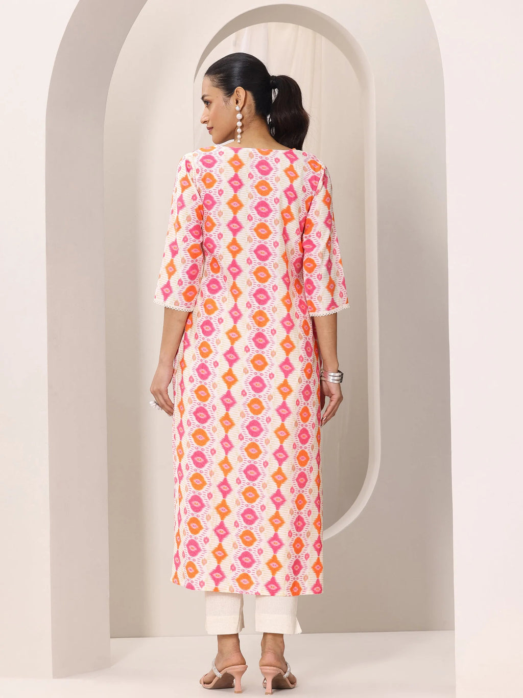 Gerua Orange Printed Silk Blend Straight Kurta
