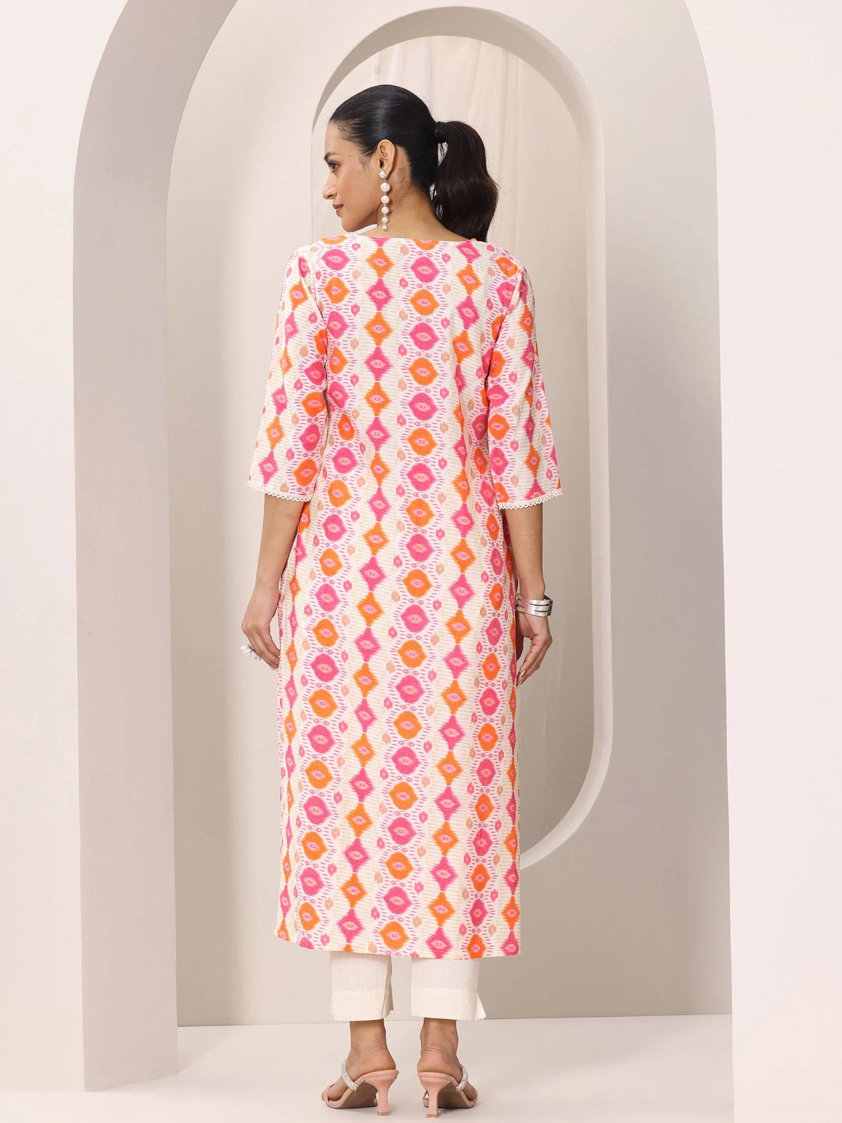 Gerua Orange Printed Silk Blend Straight Kurta