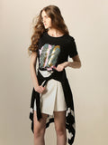 Black Printed Cotton T-Shirt