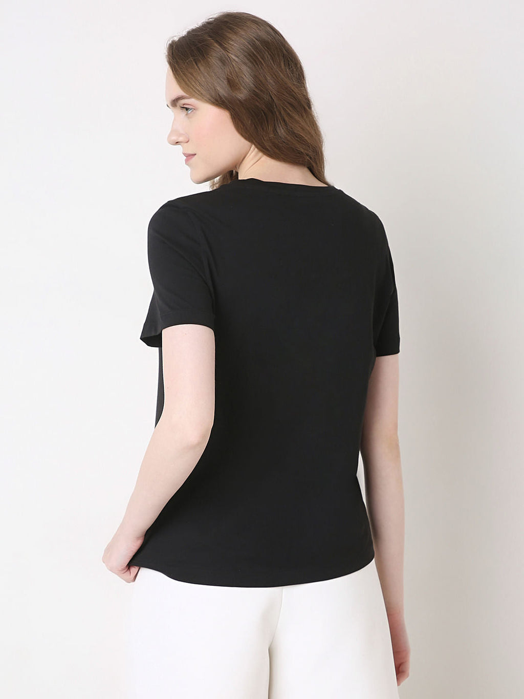 Black Printed Cotton T-Shirt