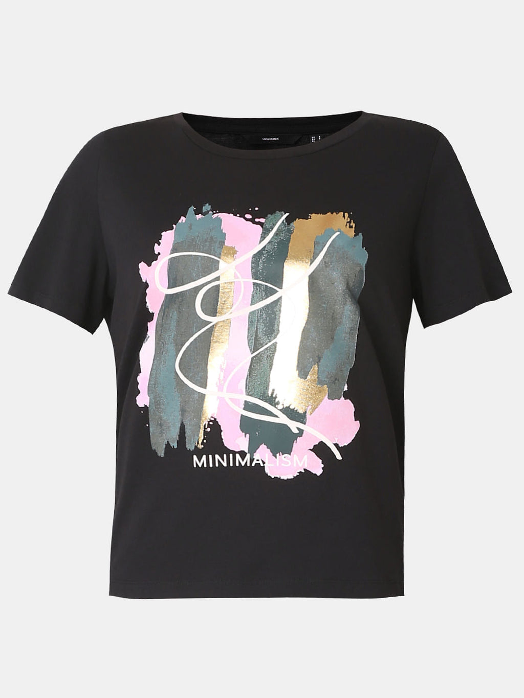 Black Printed Cotton T-Shirt