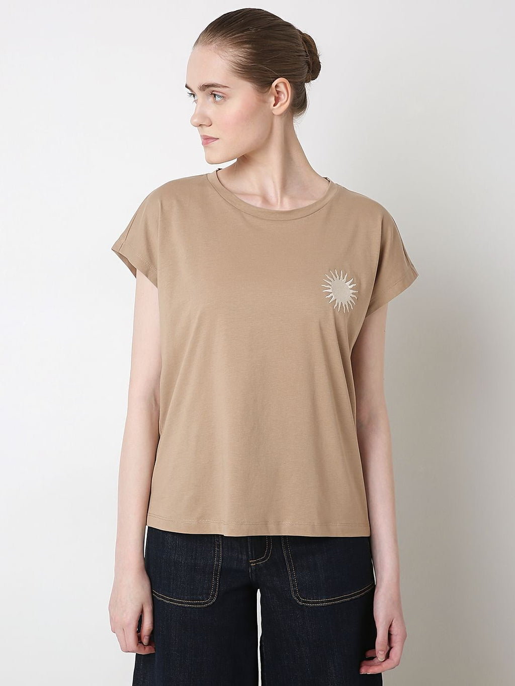 Nude Embroidered Organic Cotton T-Shirt