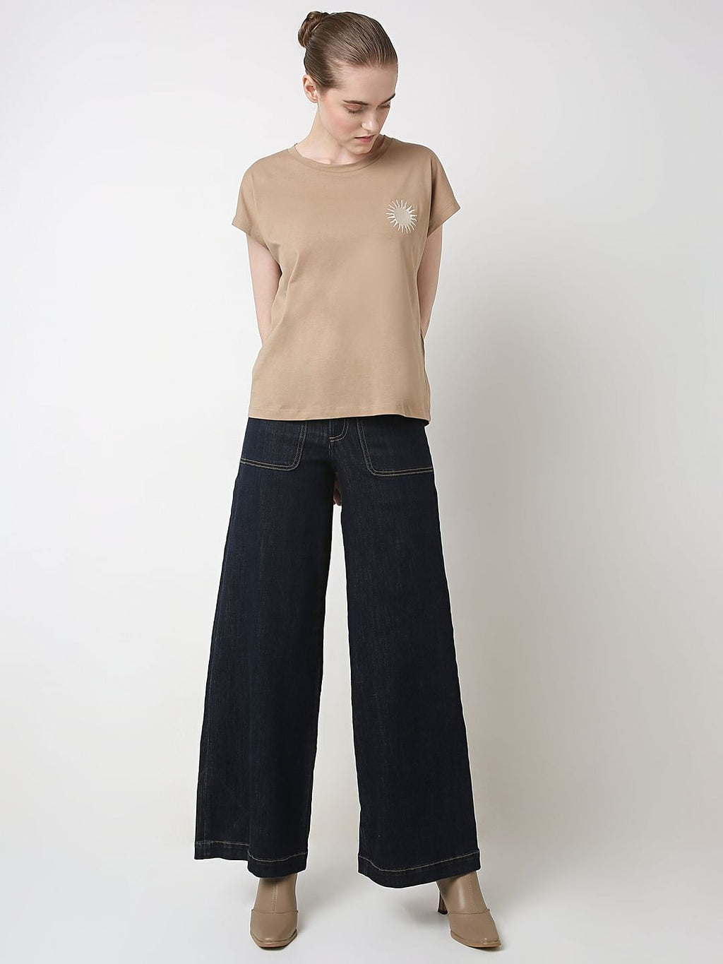Nude Embroidered Organic Cotton T-Shirt
