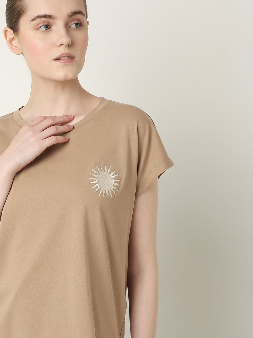 Nude Embroidered Organic Cotton T-Shirt