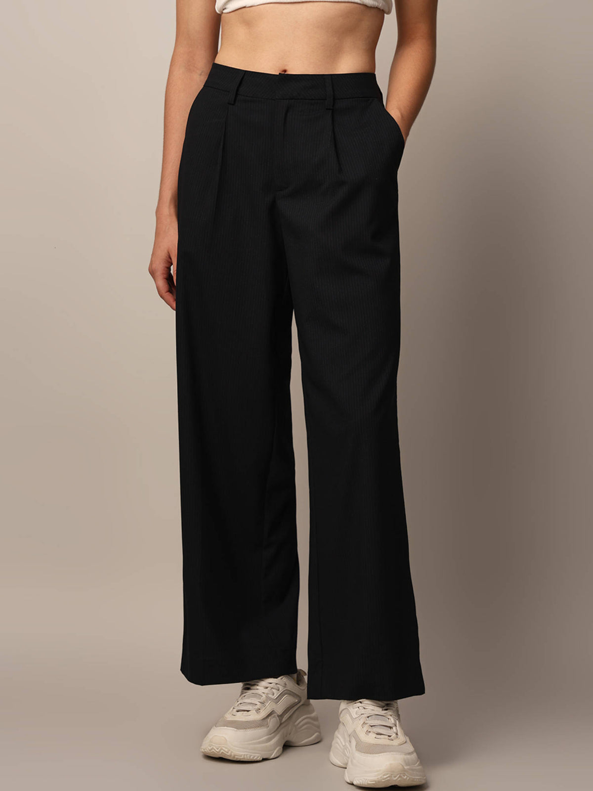 Women Black Tailored Fit High-Rise Pant | O24 - view 1