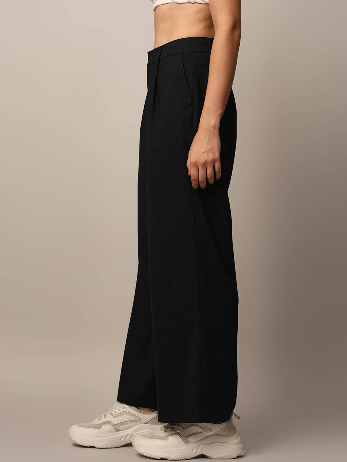 Women Black Tailored Fit High-Rise Pant | O24 - view 4