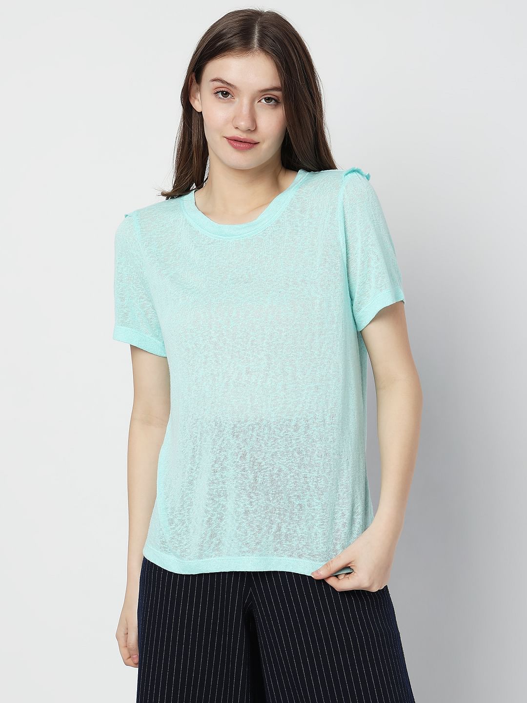 Blue Knit T-Shirt