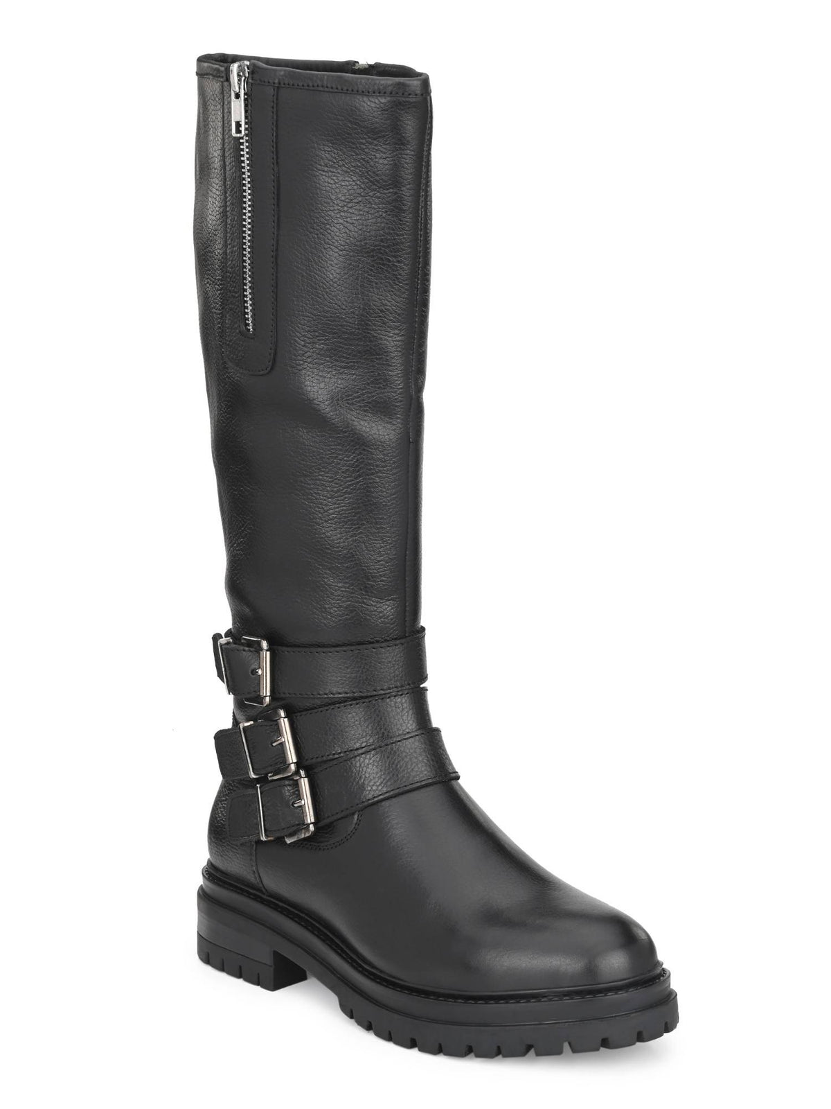 Women Black Solid Long Chelsea Boots With Buckle Strap Detail | BT61 - view 1