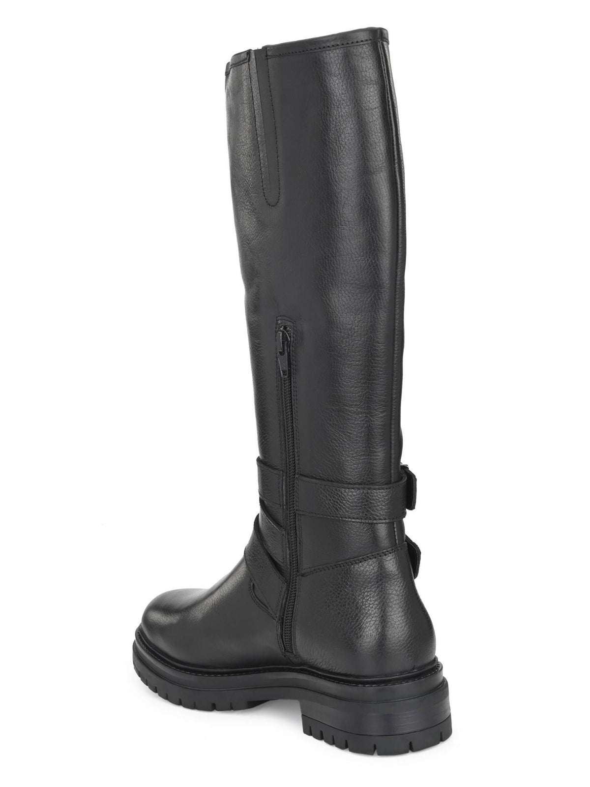 Women Black Solid Long Chelsea Boots With Buckle Strap Detail | BT61 - view 3
