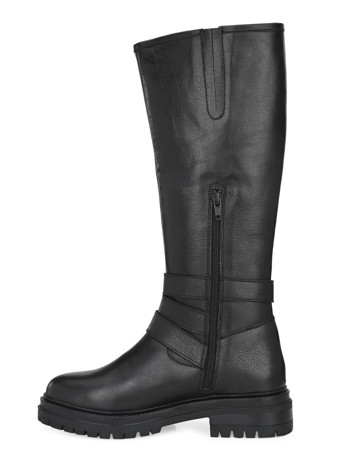 Women Black Solid Long Chelsea Boots With Buckle Strap Detail | BT61 - view 4
