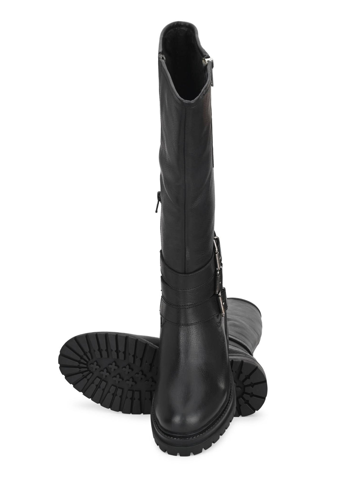 Women Black Solid Long Chelsea Boots With Buckle Strap Detail | BT61 - view 5