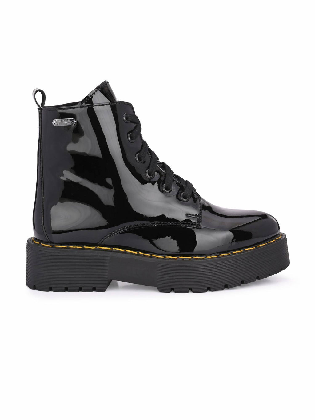 Women Black Patent Derby Boots | BT61 - view 2