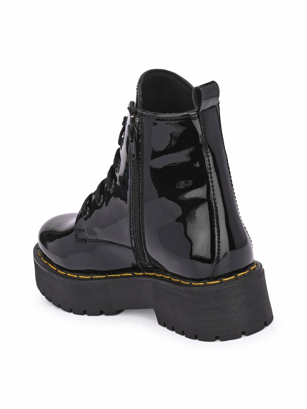Women Black Patent Derby Boots | BT61 - view 3