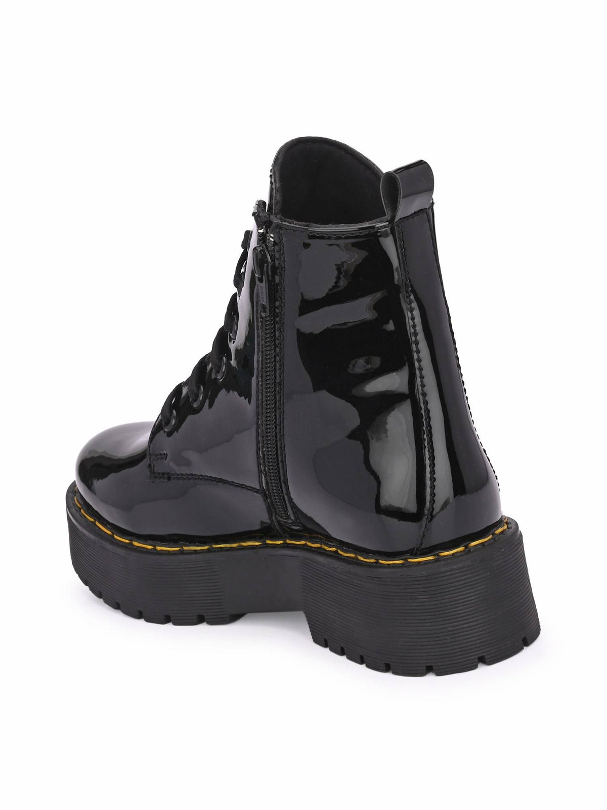Women Black Patent Derby Boots | BT61 - view 3