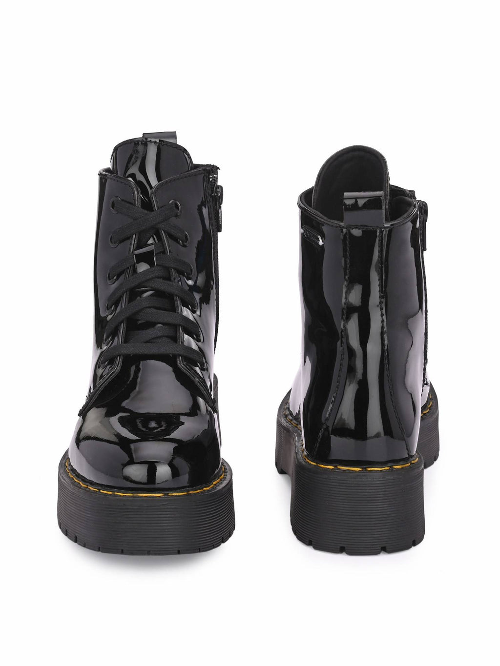Women Black Patent Derby Boots | BT61 - view 5