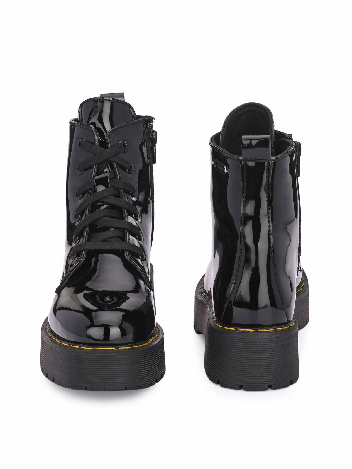 Women Black Patent Derby Boots | BT61 - view 5