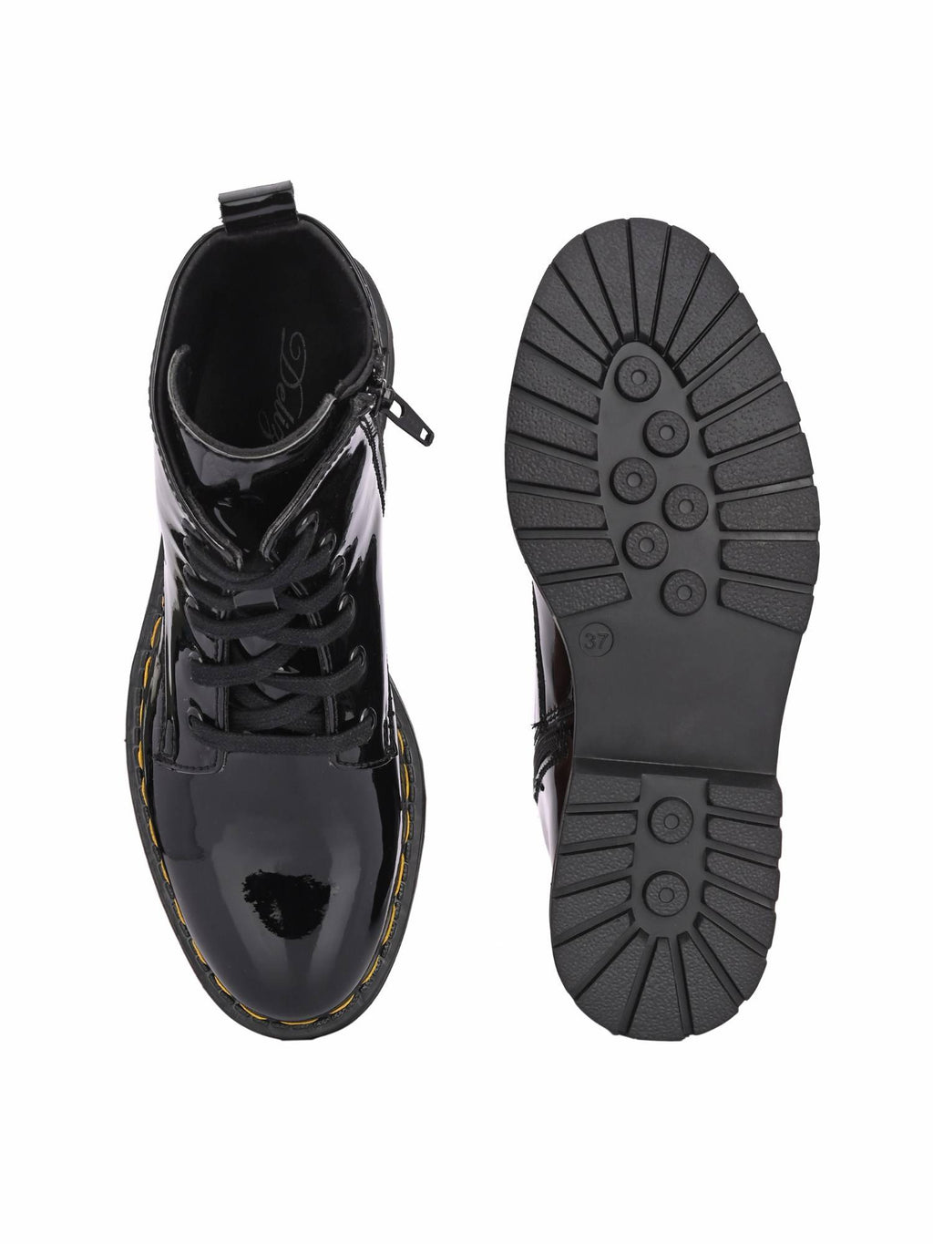 Women Black Patent Derby Boots | BT61 - view 6