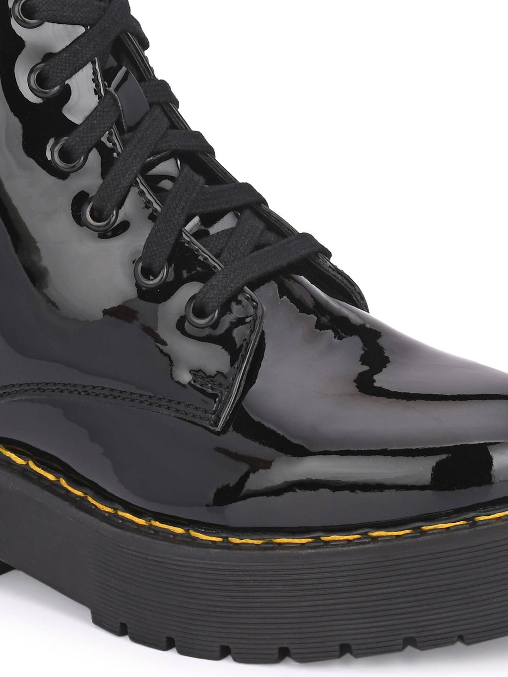 Women Black Patent Derby Boots | BT61 - view 7