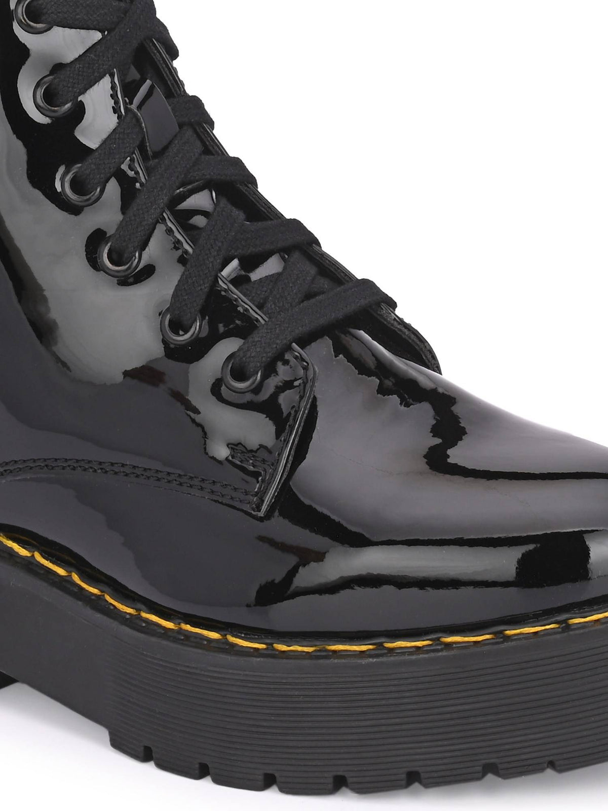 Women Black Patent Derby Boots | BT61 - view 7