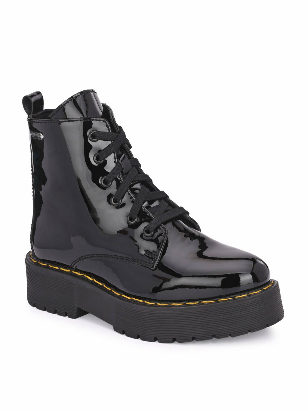 Women Black Patent Derby Boots | BT61 - view 8
